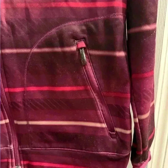 Women’s Oakley zippered front purple stripe drawstring hoodie jacket size S/P - Picture 7 of 12